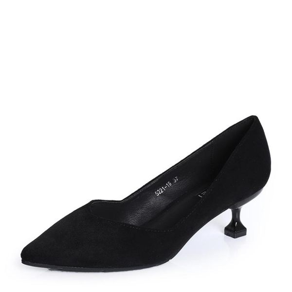 細跟鞋 中跟鞋 高跟鞋女細跟工作鞋百搭尖頭淺口貓跟單鞋女韓版女鞋子【多多鞋包店】ds4448