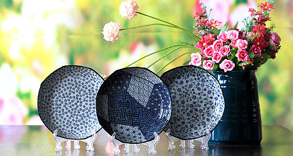 盤子陶瓷餐具日式盤 古染 青花 八角盤子