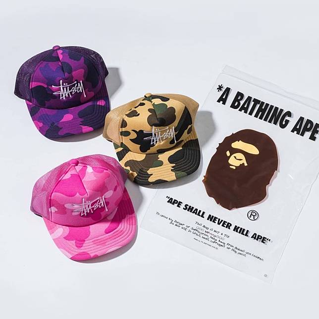 BAPE x Stussy 2022 首波聯名釋出，招牌「猿人迷彩網帽」直接讓老潮人