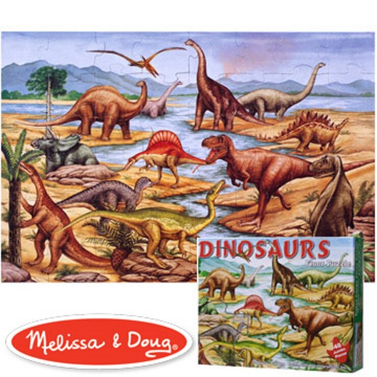 美國瑪莉莎 Melissa & Doug 大型地板拼圖恐龍48 片