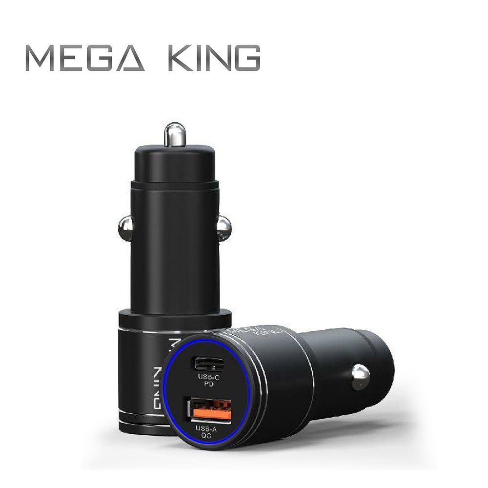 MEGA KING 雙輸出車充頭36W (A+C) PD/QC 黑★通過QC、BSMI安全認證★可折疊插頭攜帶便利，方便收納★支持PD快充/QC3.0智能快充★智慧電路管理，可有效防止過充，及提升充電