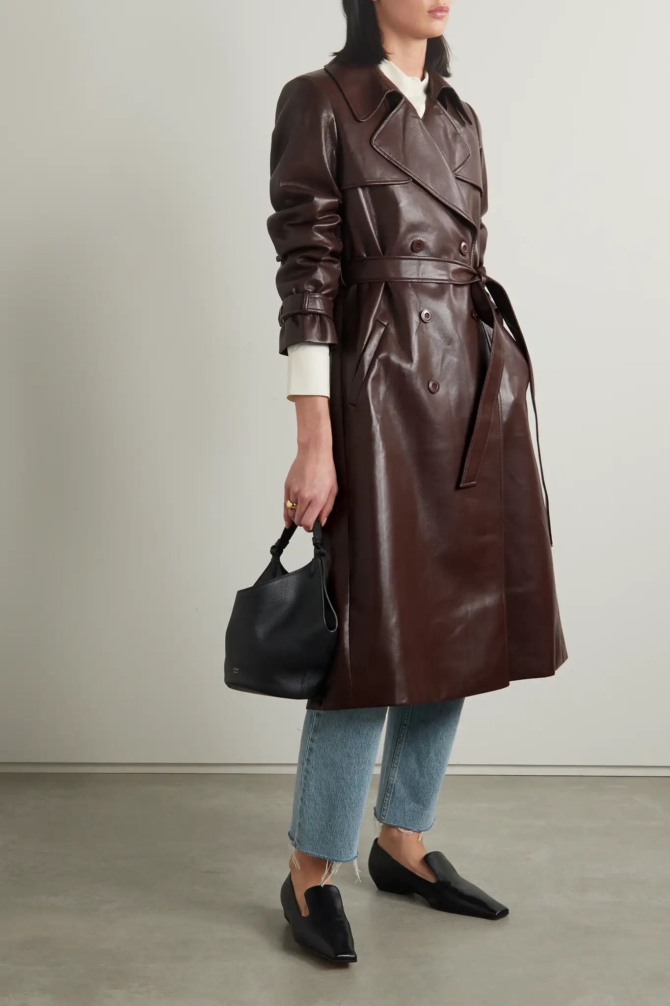 ALICE + OLIVIA Elicia double-breasted vegan leather trench coat