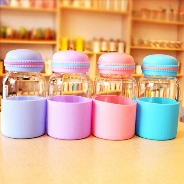 【aife life】馬卡龍玻璃杯/透明玻璃冷水杯/韓系隨身瓶環保杯/自行車運動隨身杯/登山戶外郊遊水壺