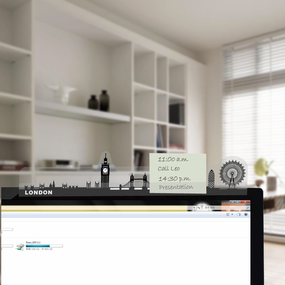【歐士OSHI】電腦螢幕留言備忘版-倫敦/ MEMO夾/禮物/辦公用品/便利貼留言板