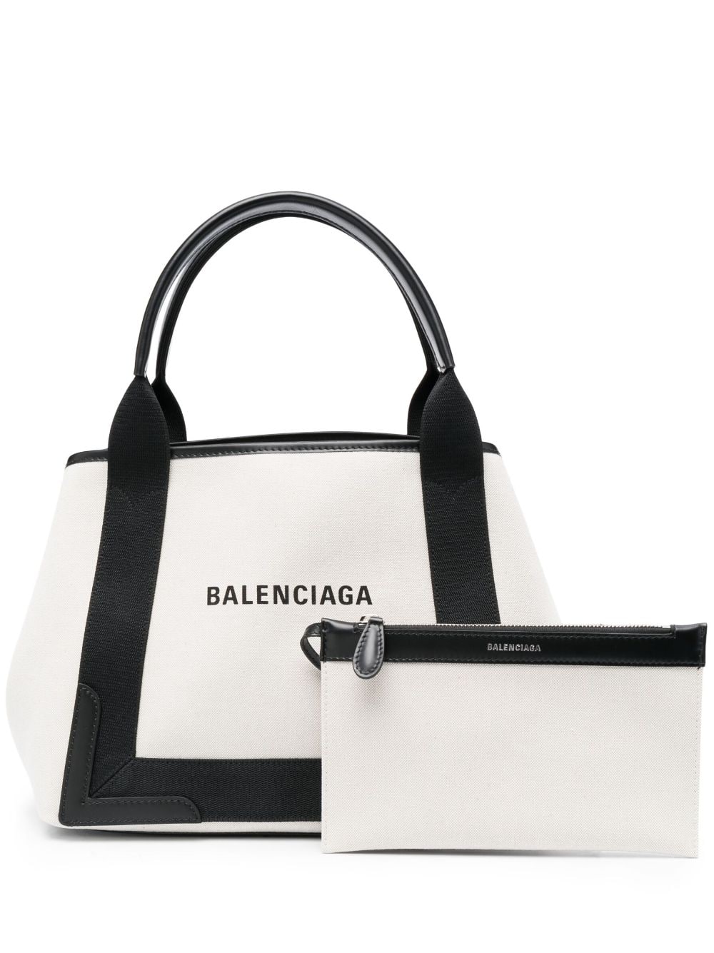 Balenciaga - medium Cabas tote bag - women - Fabric/Calf Leather - One Size - Neutrals