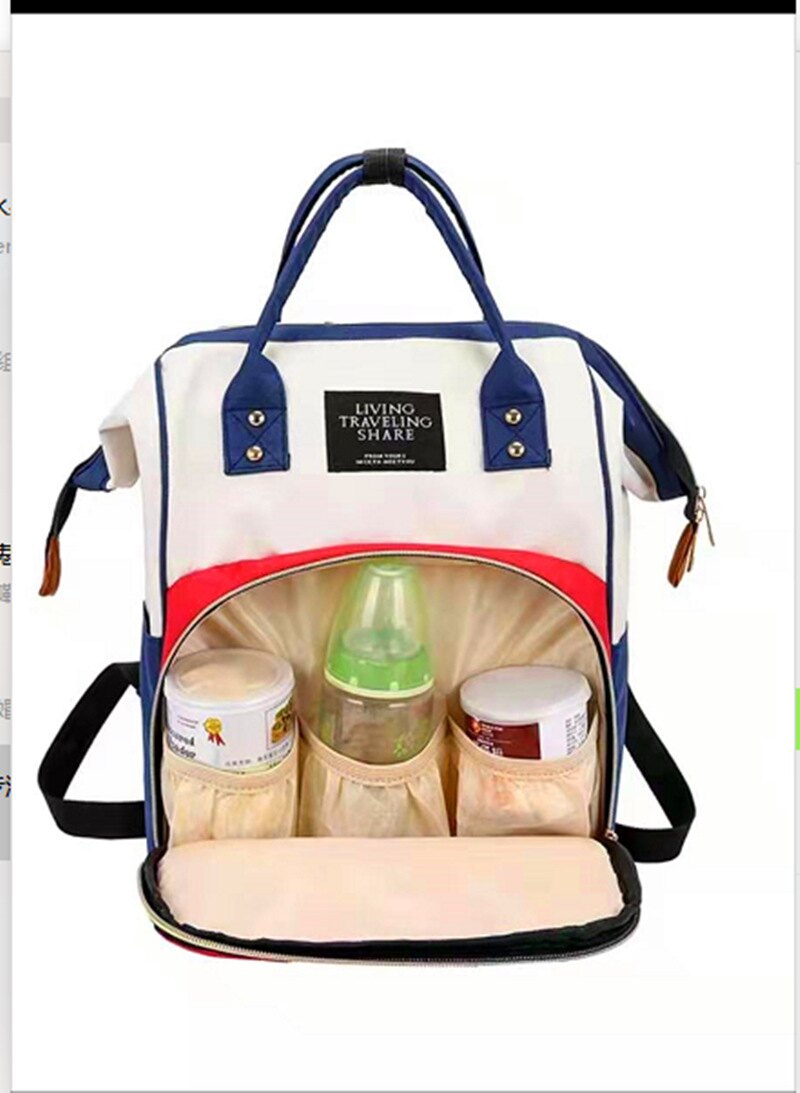 大賀屋 雙肩包 多功能 媽媽包 大容量 時尚 旅行 背包 母嬰包 書包 上學包 魚口包 奶瓶包 女包 C00010108