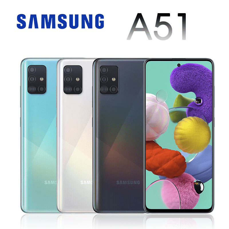 SAMSUNG三星Galaxy A51四鏡頭智慧手機，搭載4800萬畫素主鏡頭、500萬畫素景深鏡頭、500萬畫素微距鏡頭以及1200萬畫素超廣角鏡頭，清晰捕捉生活每一刻。6.5吋O型全螢幕設計，搭配