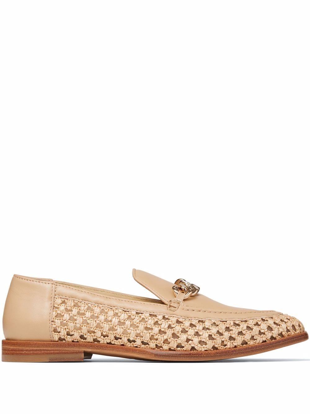 Jimmy Choo - Marti flat loafers - women - Leather/Leather/Leather/Raffia - 37 - Neutrals