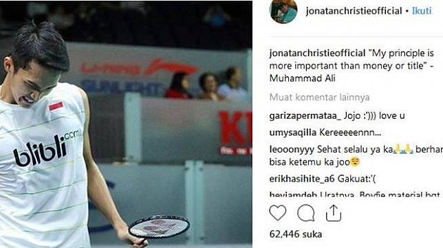 Intip 5 Kalimat Bijak Jonatan Christie Yang Menginspirasi