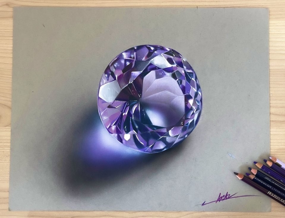 色鉛筆画 アメジスト(原画) 色鉛筆でアメジスト描きました💎 #色鉛筆 #色鉛筆画 #アート