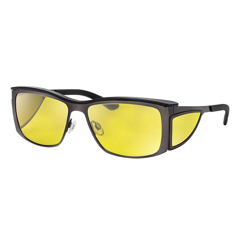 wellnessPROTECT Sport 德國製高防護包覆式濾藍光眼鏡 金屬框 15%亮黃色 金屬大框 無煙煤 (59□16-135)