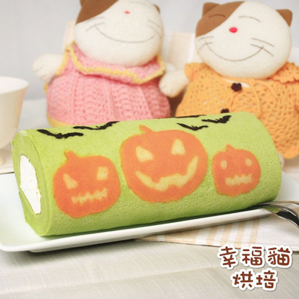 《糖果貓烘焙》萬聖抹茶紅豆蛋糕捲(420g/條)