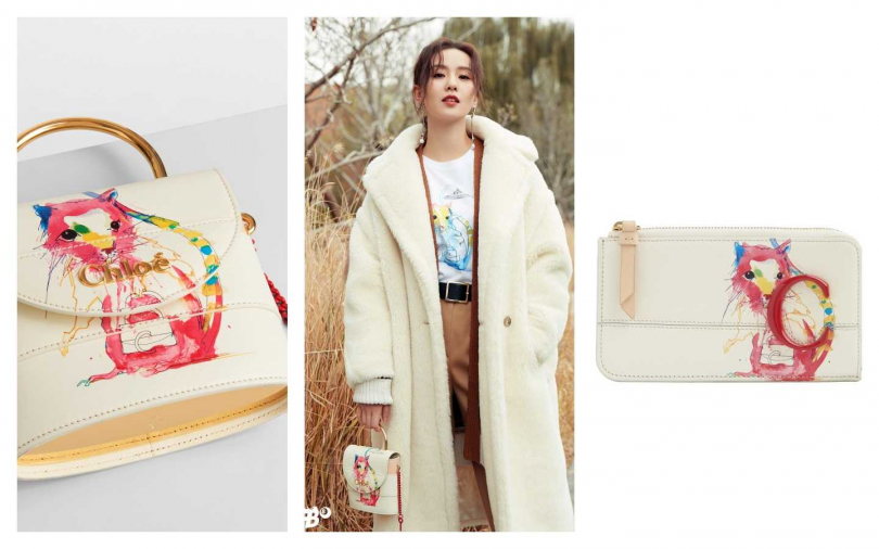  Chloé鼠年限量系列Aby Lock迷你鎖頭包/59,500元。CHLOE鼠年限量系列Chloé C卡夾零錢包/10,700元，在Chloé微風南山概念旗艦店與台中大遠百專賣店開賣！（圖／照片取自微博《FireBible》）