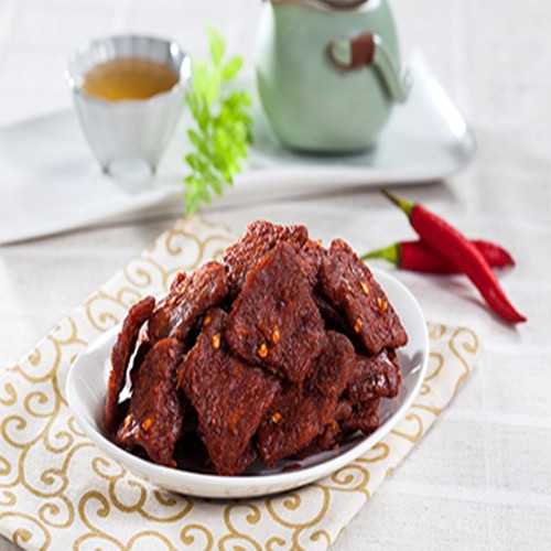 清香不膩。夾鏈袋封口包裝 即開即食 保存方便~◆【黃金香肉乾 專營 肉乾 肉條 肉紙 海鮮 】成份：大豆纖維、糖、番茄醬、檸檬酸、鹽、醬油、辣椒粉、芥花油、己二烯酸(防腐劑)千分之二以下。(純素)※本