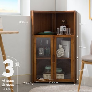 【HappyLife】楠竹轉角櫃 三層雙門 Y10488茶