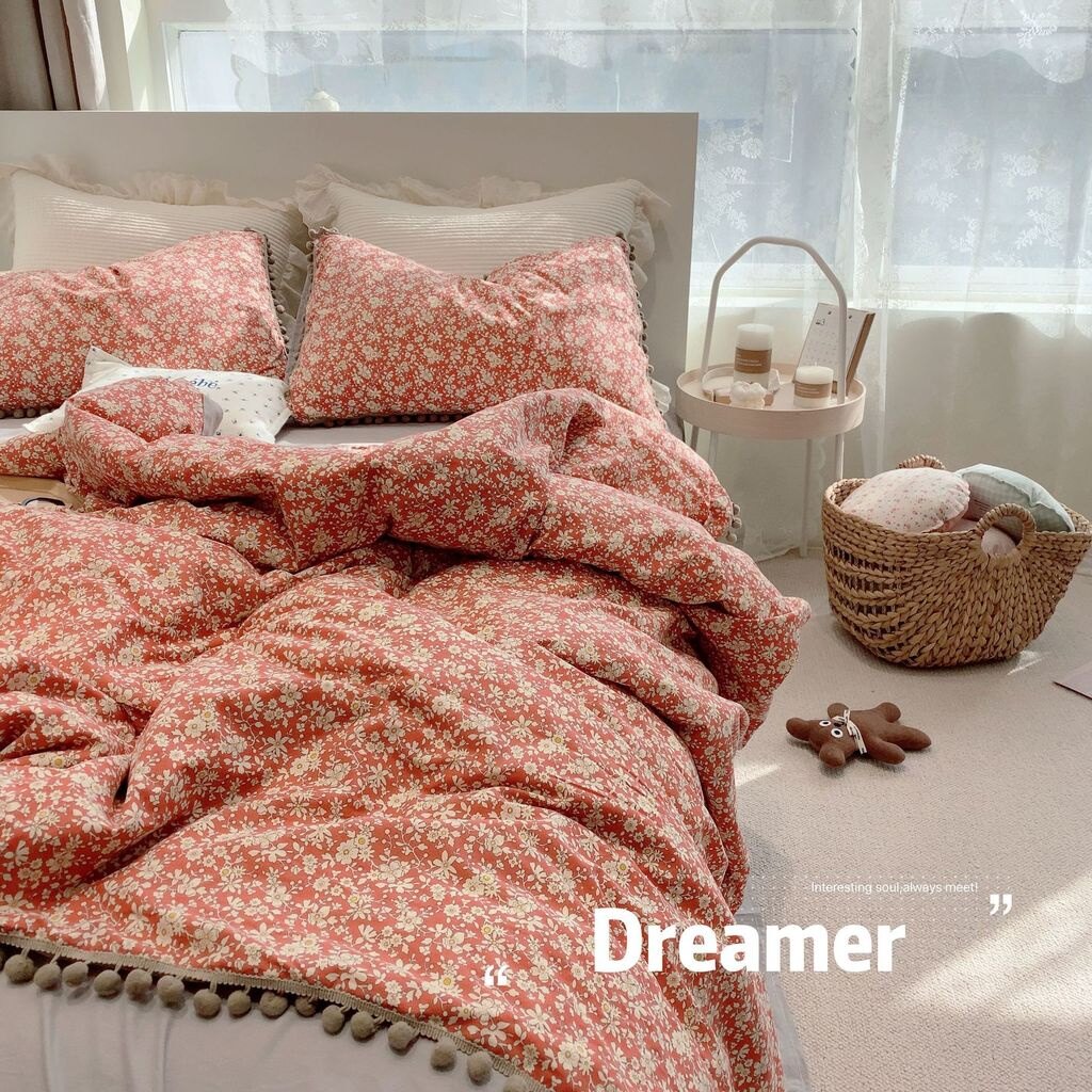 純棉四件組 田園小碎花床包組 流蘇四件組 時尚毛毛球床包 水洗棉床組 被套 韓系碎花四件組 床單 單人雙人