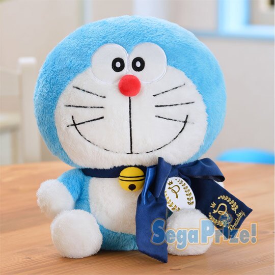 小禮堂 哆啦A夢 絨毛玩偶娃娃《L.白.藍領結》擺飾.玩具 618購物節