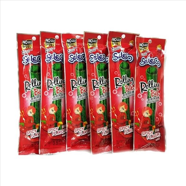 喜樂口香脆烤海苔捲-辣味 42g(12支)【8852116805244】(泰國零食)