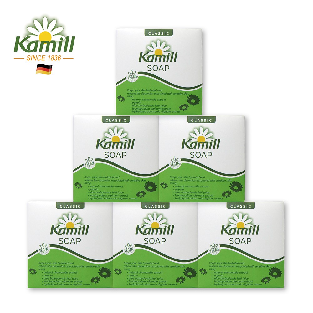 瑞士小白花【德國Kamill卡蜜兒】經典不敗洋甘菊柔膚植皂soap 6入組 (100g x 6 )天然植物皂肌 柔嫩保濕