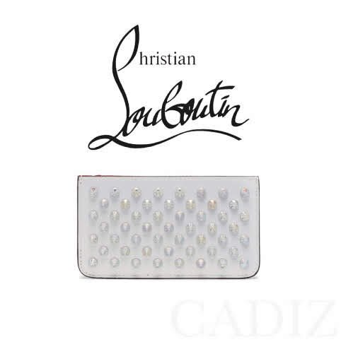 法國真品Christian Louboutin CREDILOU LEATHER 時尚造型白色卡夾1195253W195