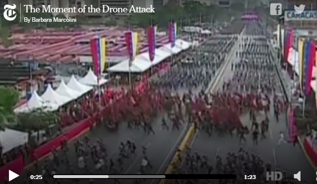 委內瑞拉總統演講時遭到無人機爆炸攻擊，成為首次無人機用來刺殺一國元首的先例