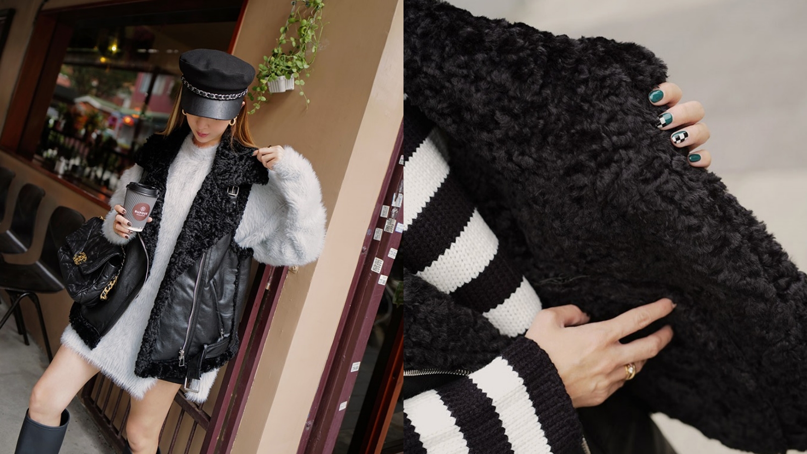 Anu 自訂款皮革QQ毛騎士背心