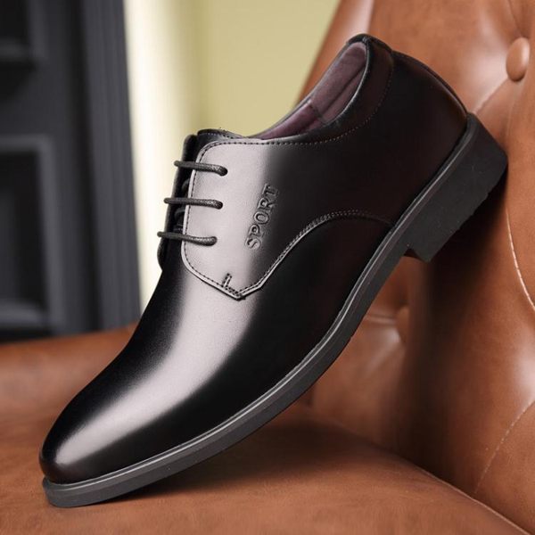 男皮鞋 正裝皮鞋 秋冬新款男鞋真皮大碼韓版系帶透氣休閒單鞋商務男鞋子《印象精品》q1504