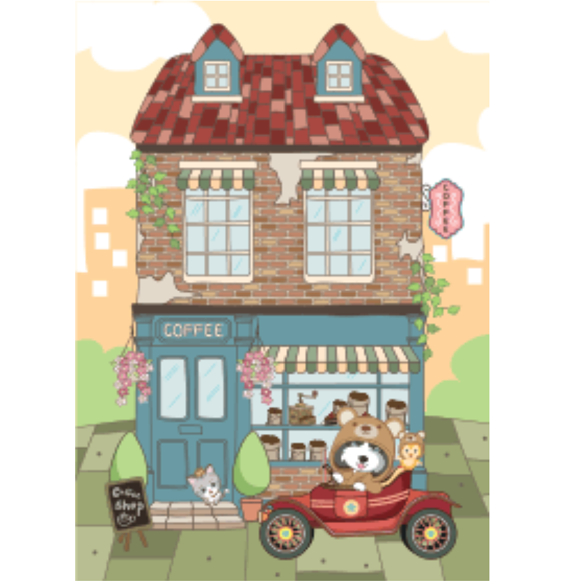 Doggi in sweet coffee shop