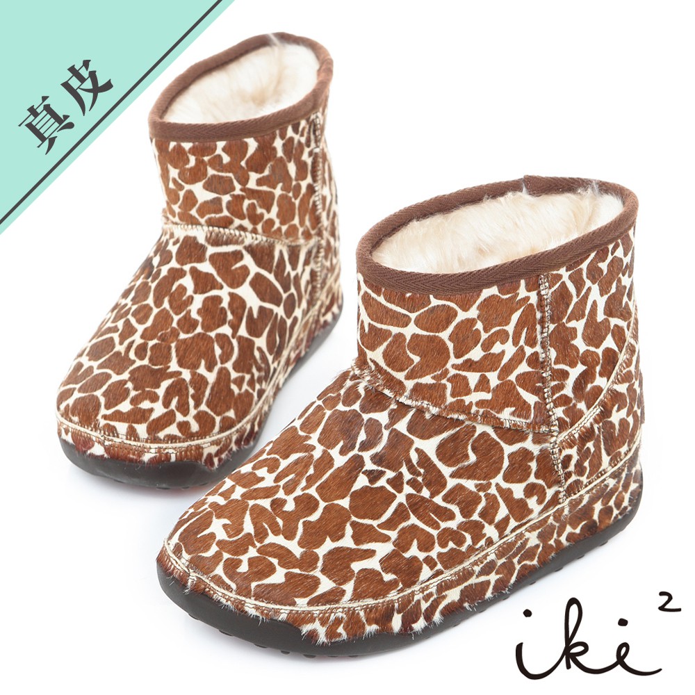 iki2 網友最推薦-魅力機能性美腿短筒雪靴-鹿紋咖
