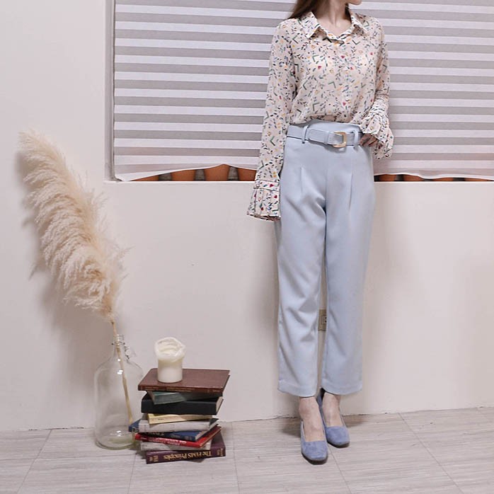 Klose.kr 附皮帶西裝褲（湖水綠）