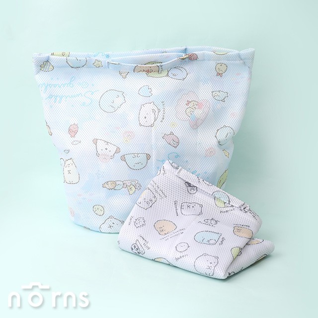 日貨角落生物三分隔洗衣袋- norns 日本進口 手提式 網狀洗衣網 分格洗衣籃