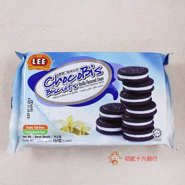 LEE_巧克力餅乾(香草風味夾心)150gX24包(箱)【0216零食團購】9556390008979-B