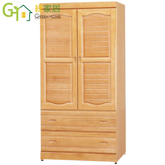 【綠家居】優美 時尚2.9尺實木二門二抽衣櫃/收納櫃(二色可選)