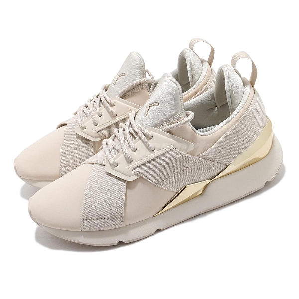 Puma 休閒鞋 Muse Metal Wns 米白 金 奶茶色 交叉綁帶 運動鞋 女鞋 【ACS】 36704705