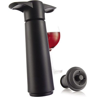 VACU VIN Click 紅酒抽真空器+2瓶塞組(黑)