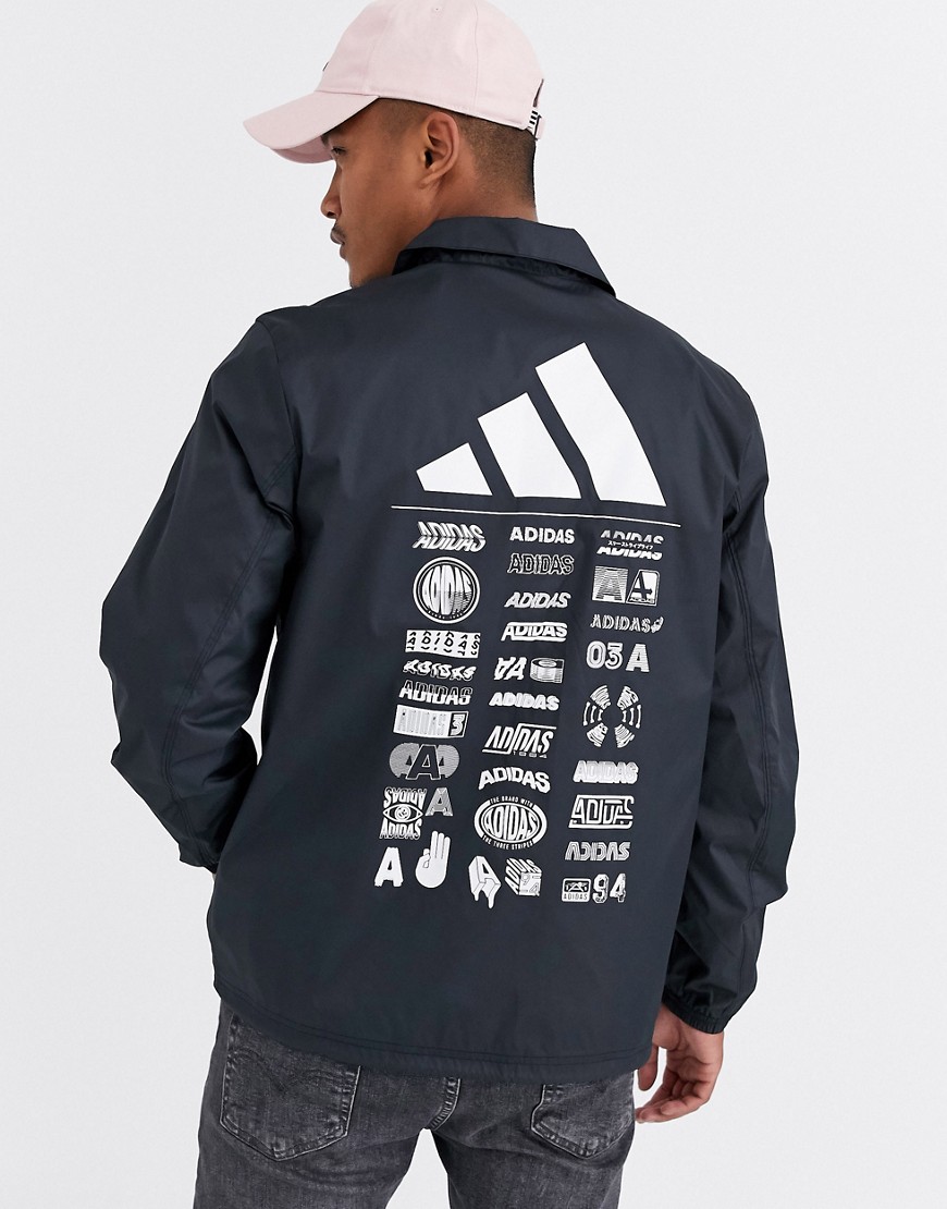 Jacket by adidas Ideal for layering Spread collar Press-stud fastening Back print Adjustable hem Reg