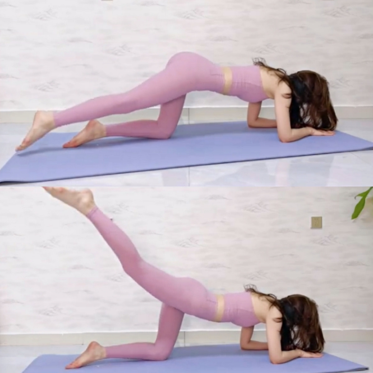 高強度縮臀瘦腿運動10：跪姿後抬腿