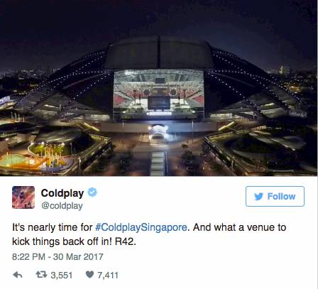 Wow, Megahnya Panggung Konser Coldplay di Singapura