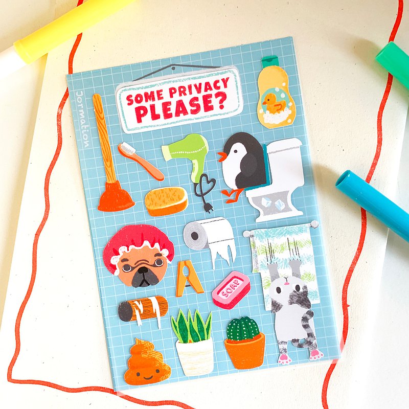 廁所主題模切貼紙（防水）