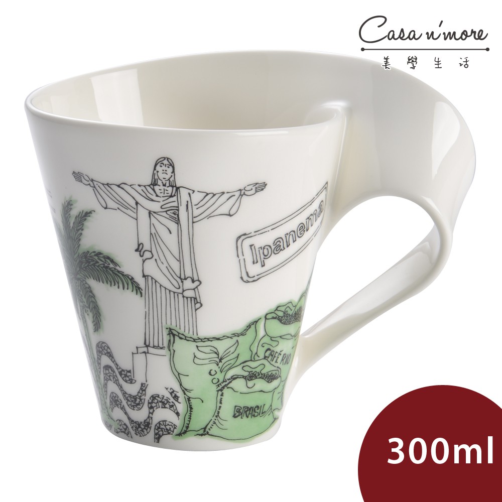 波浪造型設計，可裝各式冷熱飲商品介紹基督像、森巴舞、糖麵包山纜車、科帕卡瓦納砲台‧‧‧‧‧‧此城市波浪馬克杯以細緻的筆觸，巧妙勾勒出里約熱內盧的城市意象，讓你在啜飲的同時，可隨著圖像漫遊紐約里約熱內盧