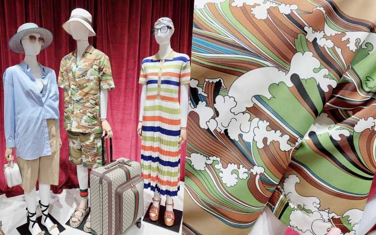 運用日本浮世繪手法來重現”海浪”意象，防潑水材質非常適合穿去海邊玩水。（圖／吳雅鈴攝）