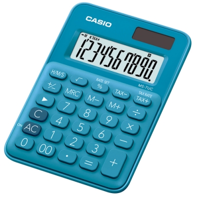 CASIO 10位元甜美馬卡龍迷你型計算機(MS-7UC-BU)-俏藍莓