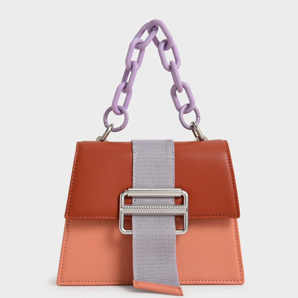 Wren 方釦帶粗鍊手提包