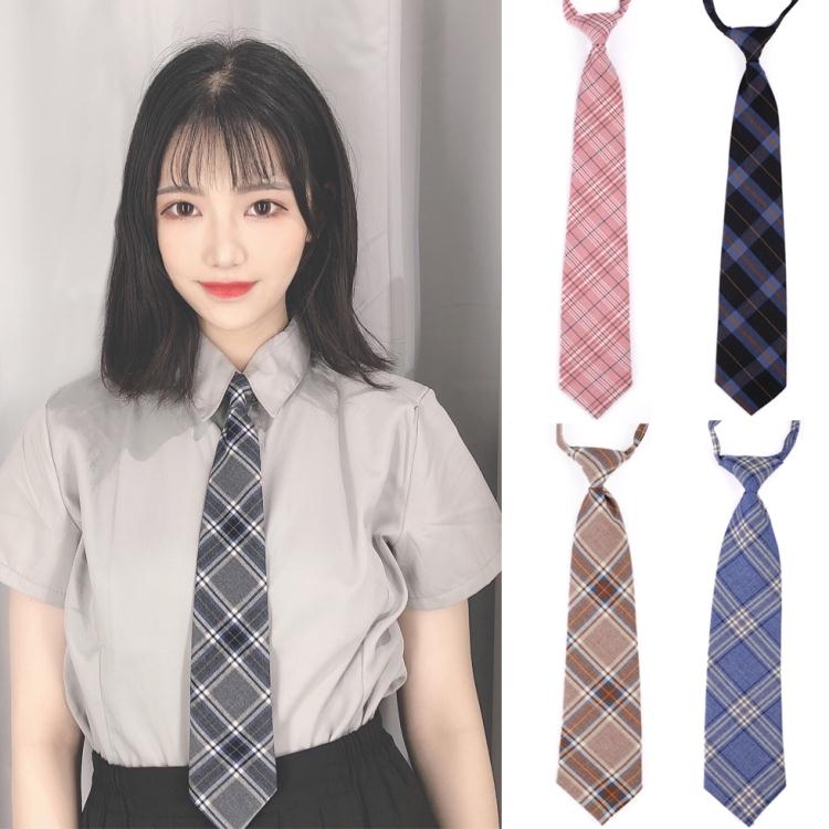 新款免打結jk領帶女制服配飾百搭學院風格子卡扣領帶休閒日擊多色