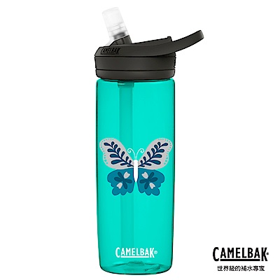 【美國 CamelBak】600ml eddy+多水吸管水瓶 花卉蝴蝶