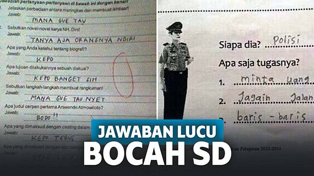 12 Jawaban Lucu Soal Ujian Anak Sd Ini Bikin Ngakak Keepo Me Line Today