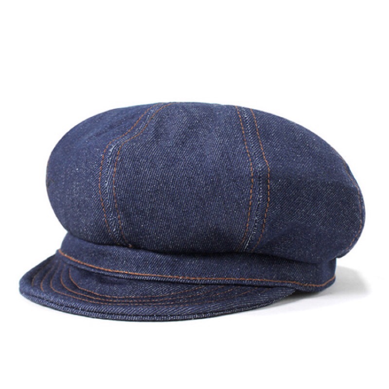 美國NEW YORK HAT - DENIM STITCH SPITFIRE 丹寧布報童帽經典帽款報童帽，以硬挺的藍色丹寧布製作。美國製丹寧材質因拍照多少會有色差，請確認後再下標。下標前請先詢問是否有