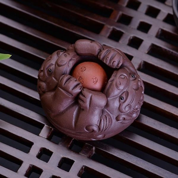 茶寵 宜興紫砂純手工茶寵貔貅時來運轉擺件茶台茶桌茶具茶道小精品可養 - 古梵希