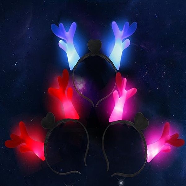 LED 發光鹿角 聖誕節好幫手 可重複使用 . 內附鈕扣電池nn紅色可單獨選擇 其他混色出貨