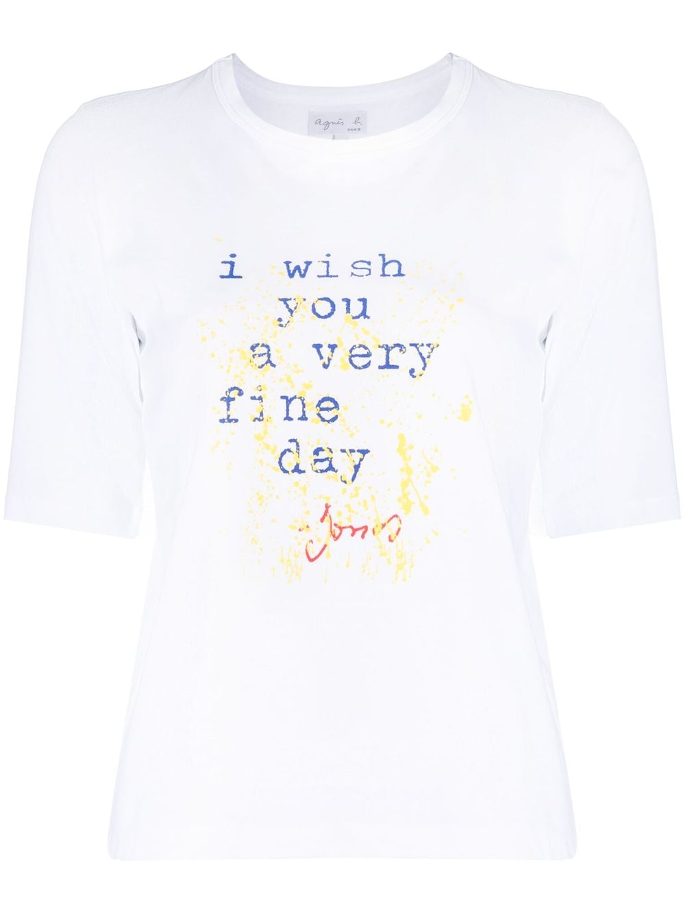 agnès b. - slogan-print cotton-jersey T-shirt - women - Cotton - 1 - White